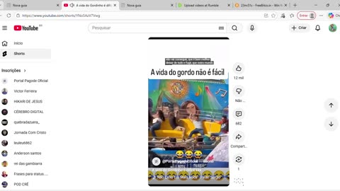 A vida do Gordinho é difícil kkk - YouTube e mais 4 páginas - Pessoal —