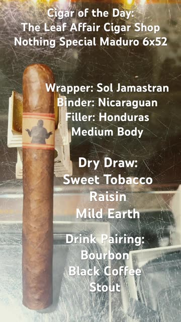 Nothing Special Maduro (The Leaf Affair Cigar Shop) 6x52 Toro #CigarOfTheDay #Short #Shorts #Review