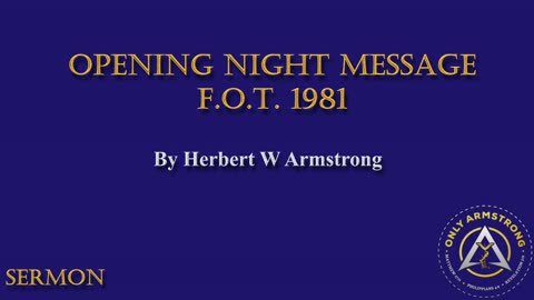 Opening Night Message- F.O.T. 1981