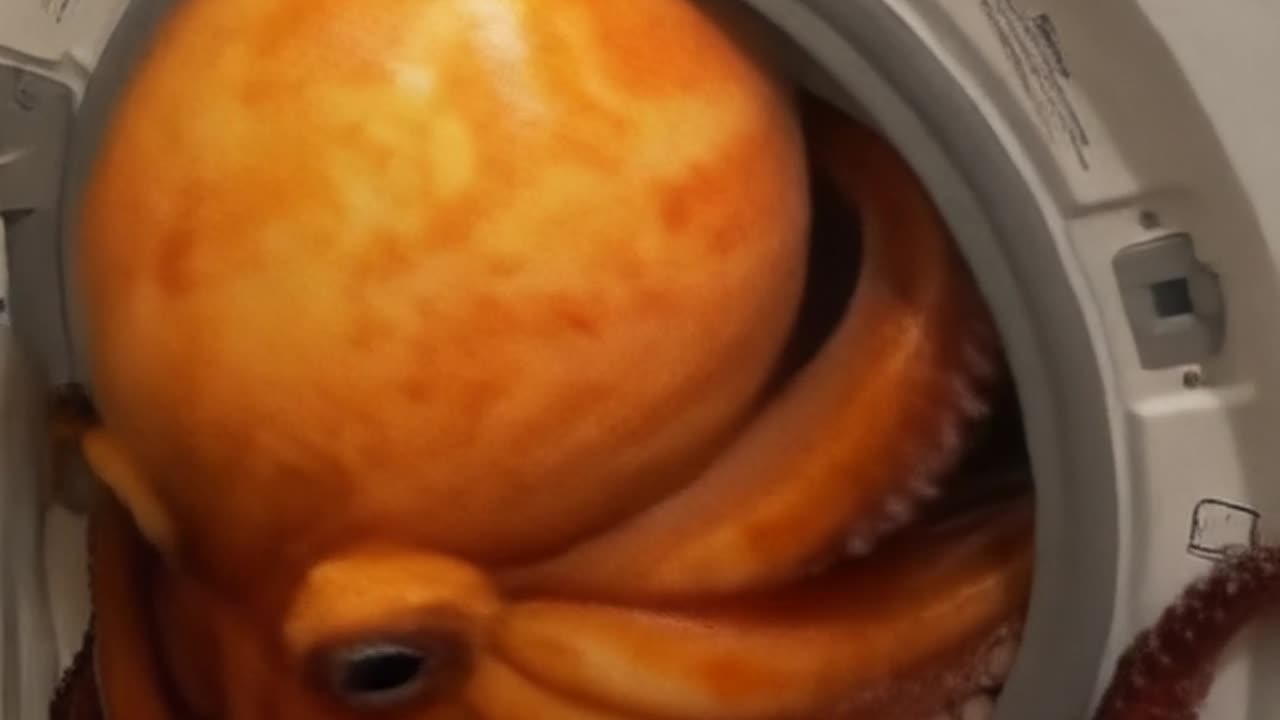 Octopus Emerges from Washing Machine