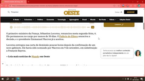 Primeiro-ministro da França, Sébastien Lecornu, renuncia ao cargo.mp4