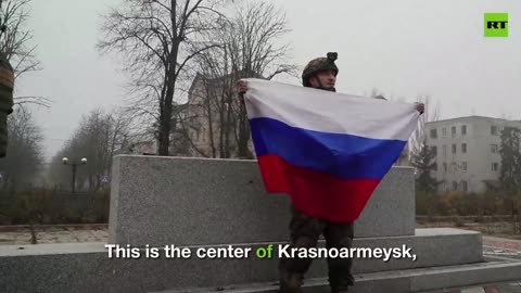 Russian troops in LIBERATED Krasnoarmeysk
