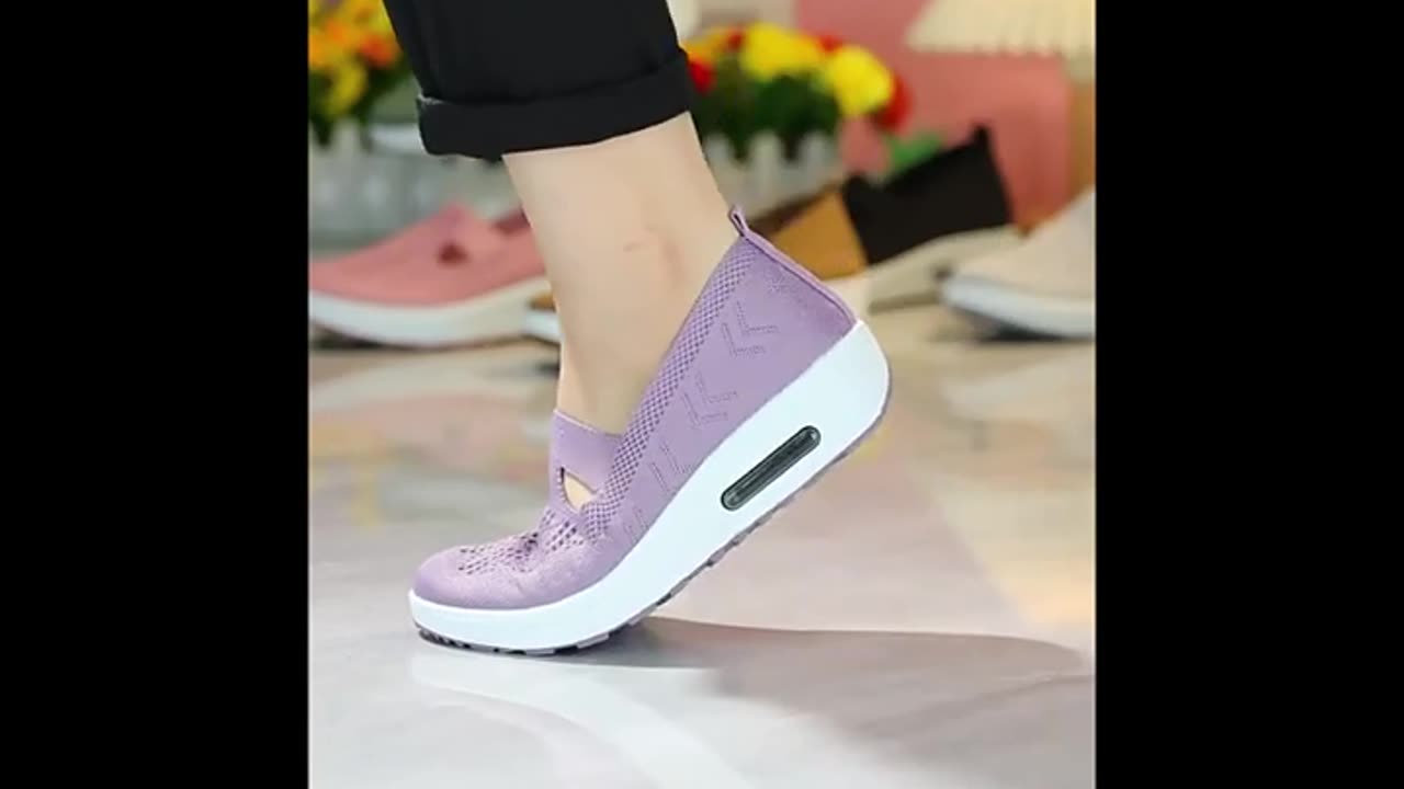 Womens casual fashion sneakers breathable knit hollow slip