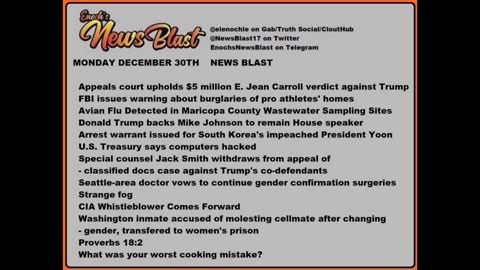 Monday December 30, 2024 News Blast