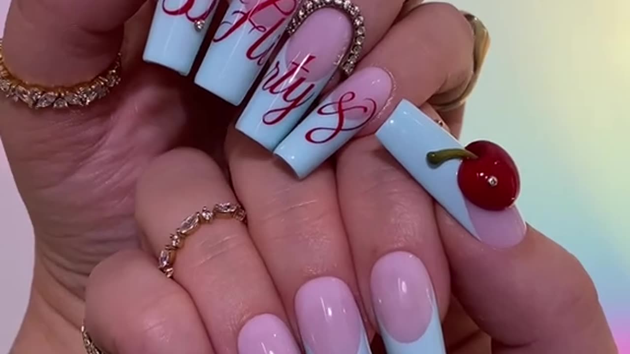 Turning 30 Cherry Birthday Nails