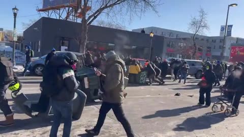 Barricades set up near the shooting in Minneapolis