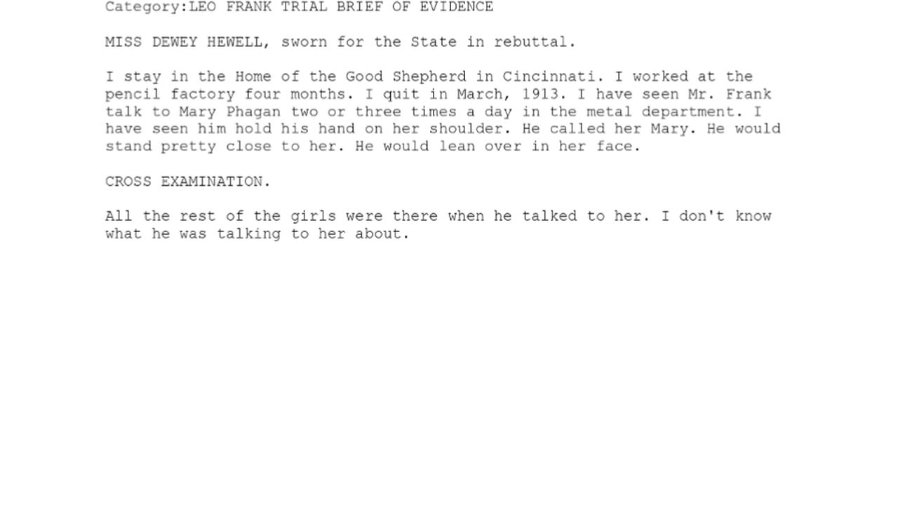 MISS DEWEY HEWELL, Sworn In For The State, 159th To Testify