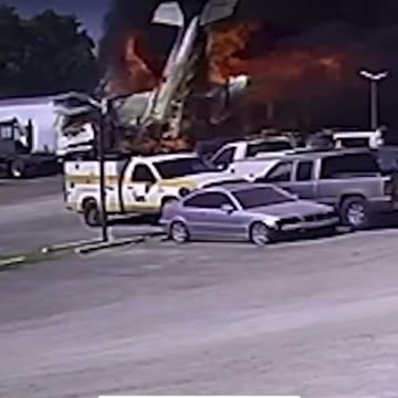 Moment plane slams into truck lot in Fort Worth, Texas