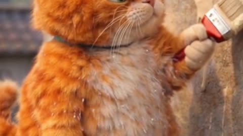 When Your Cat Tries to DIY the Wall 😂🎨