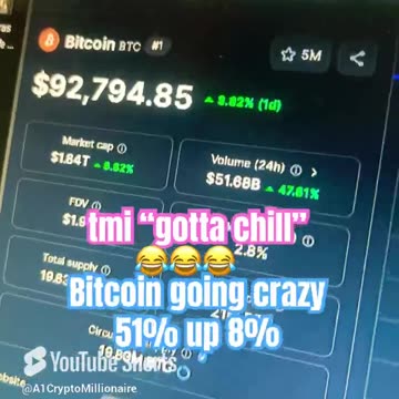 bitcoin btc crypto up 8 percent if he ain’t investing he a….. crypto price show #fyp daily update