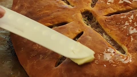 Traditional Stuffed Flatbreads: Savory Meat & Potato 🥧✨ #shorts #asmr