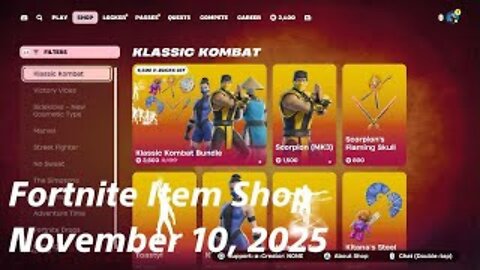 Fortnite Item Shop|November 10, 2025