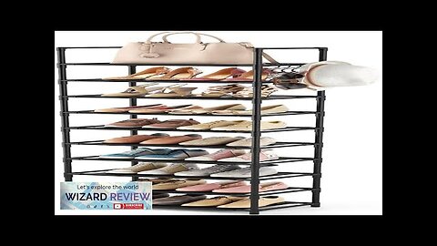 10 Tiers Tall Shoe Rack 20-25 Pairs Boots Organizer Storage Sturdy Narrow Review