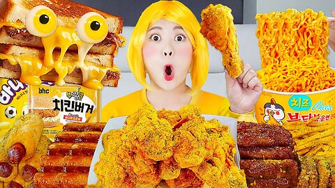 Korean Convenience Store Food Mukbang! YELLOW NOODLES DESSERT JELLY