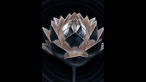 Pulsating lotus made of liquid mercury blooming inside a black holw