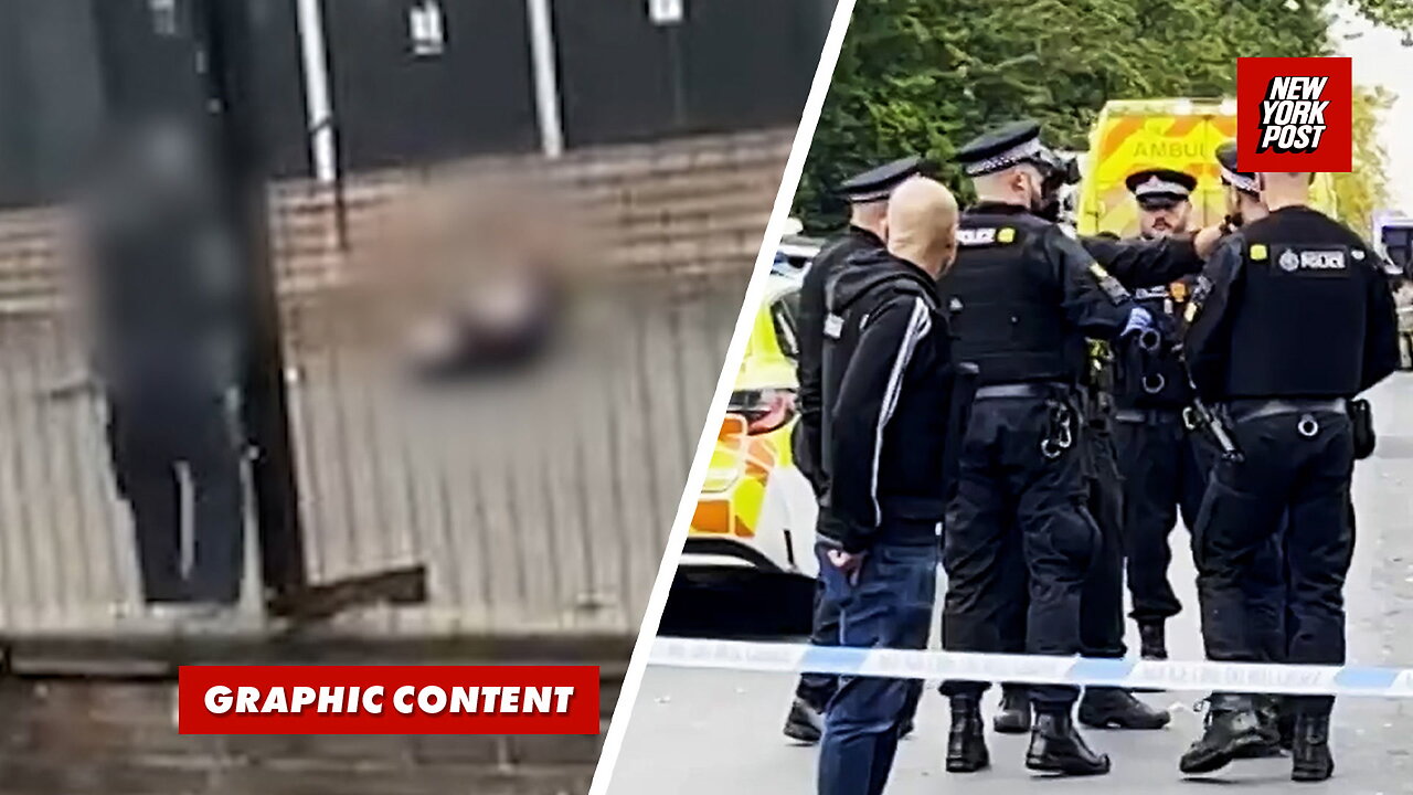 'He has a bomb': Shocking video shows chaos after UK synagogue stabbing and car attack