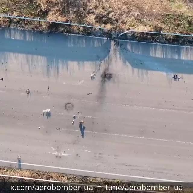 Aerobomber UAV operators clearing roads of Russian "waiting" drones.