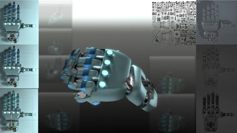 Neon Cyberpunk Hand 3D Model Showcase