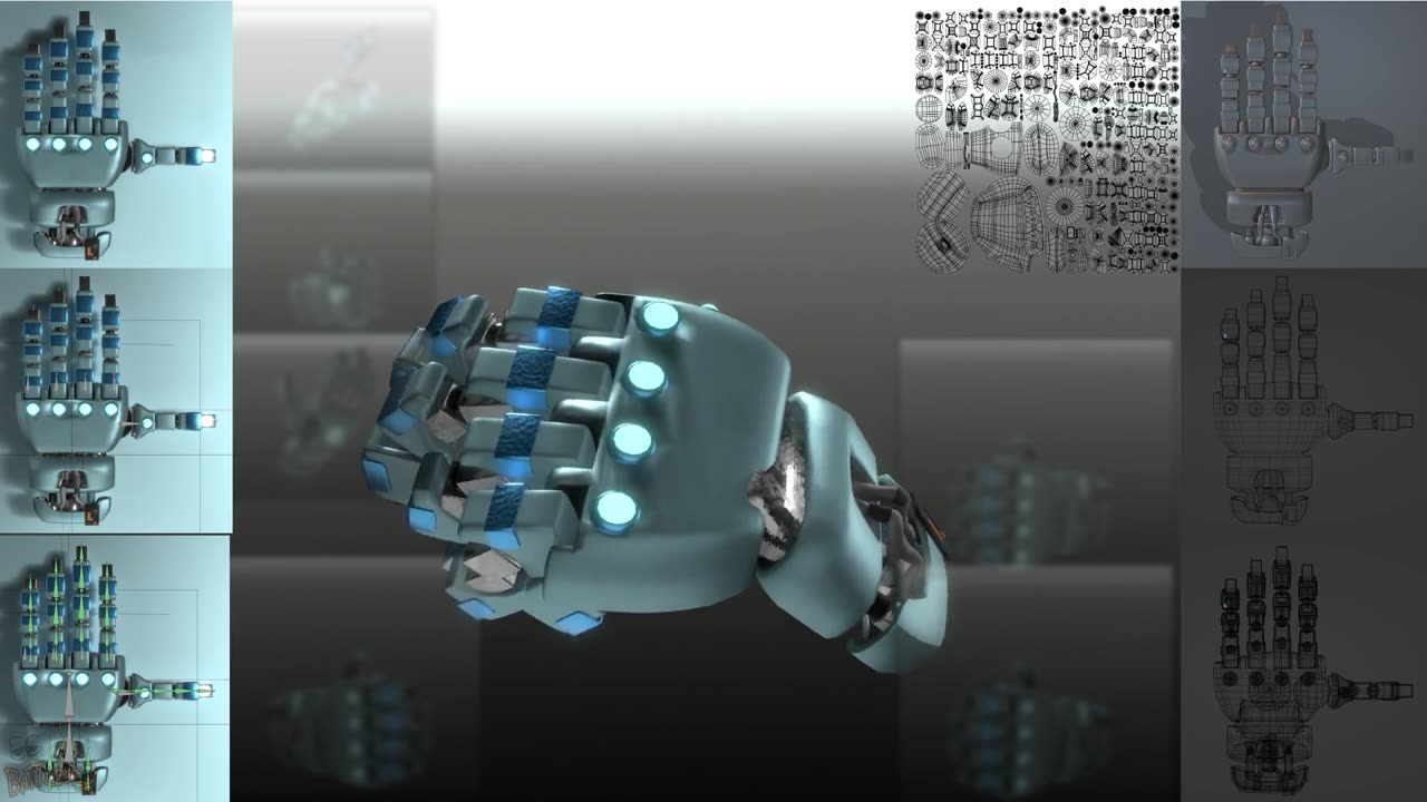Neon Cyberpunk Hand 3D Model Showcase