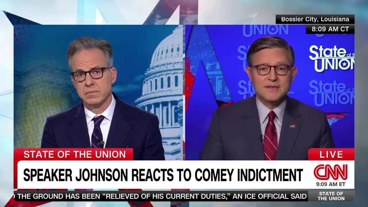 CNN's Jake Tapper Confronts Speaker Johnson Over Comey Indictment - Gets Schooled Instantly