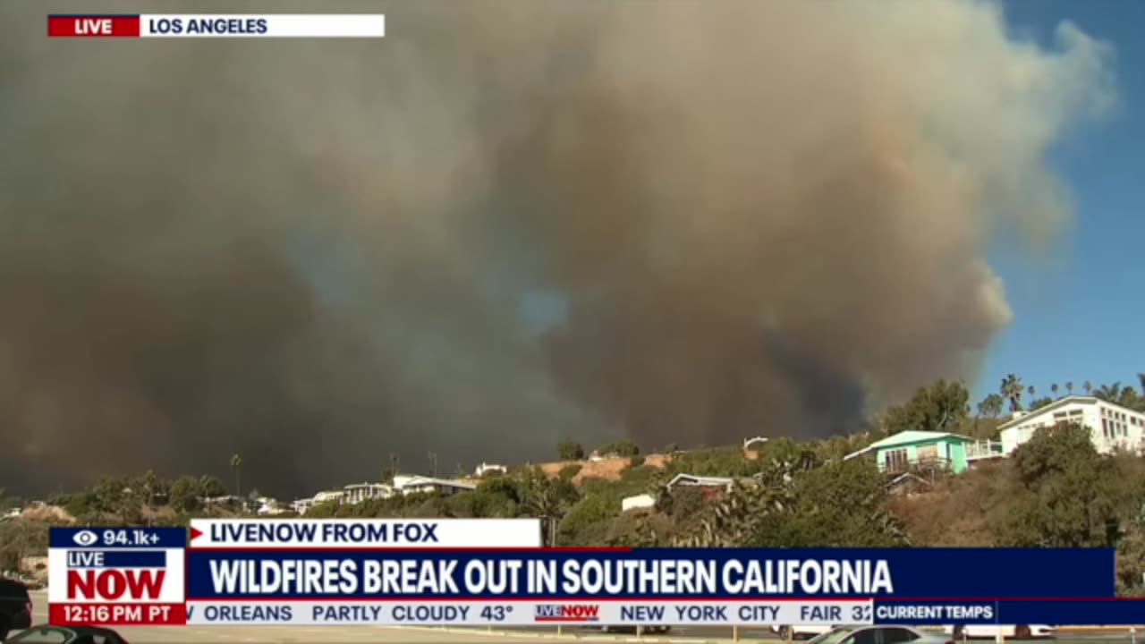 LIVE FEED, Unedited (Fox) : Wildfires near PCH, Pacific Palisades, Santa Monica (01/7/25 1218pm PST)