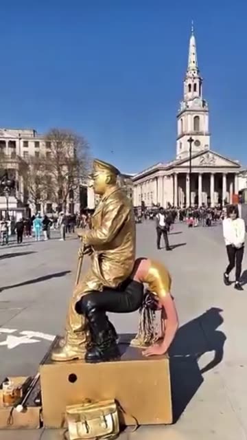 Street art levitation prank