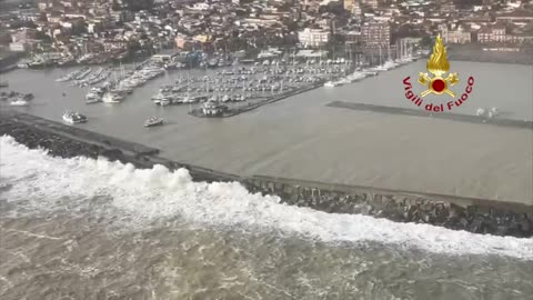 Cyclone "Harry" devastates Sicily (Italy): aerial images