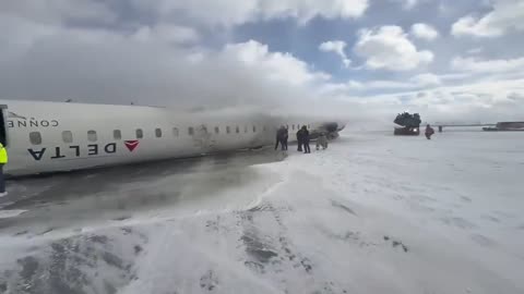 This is literal madness. Delta flight crash lands in Toronto from Minneapolis.