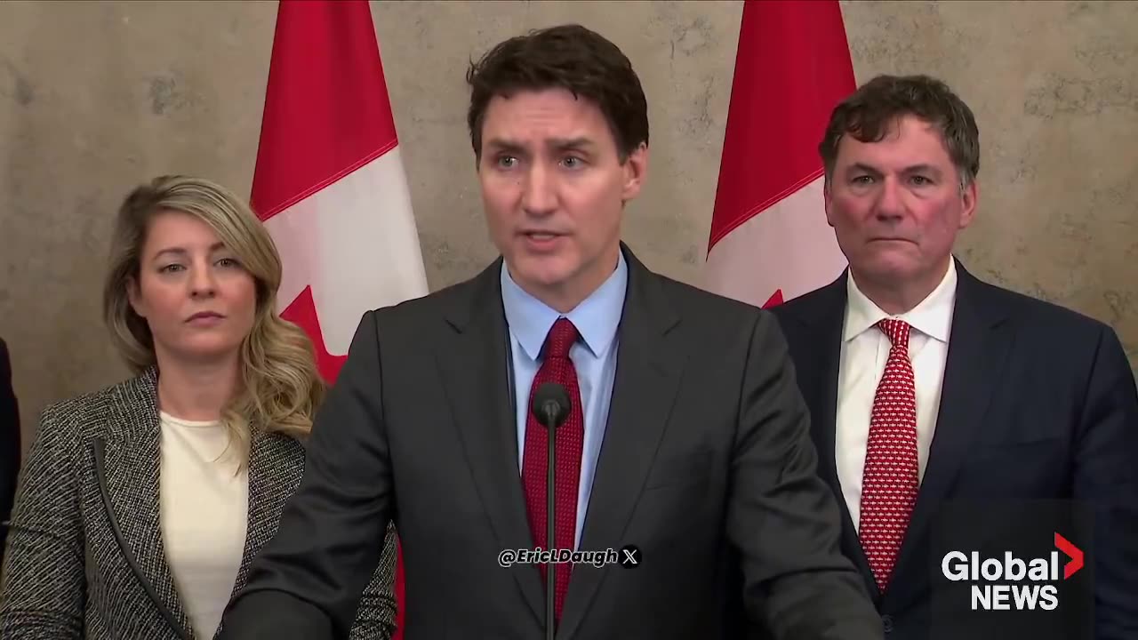 🚨BREAKING: Justin Trudeau declares a 25% tariff on U.S. imports in retaliation to Trump