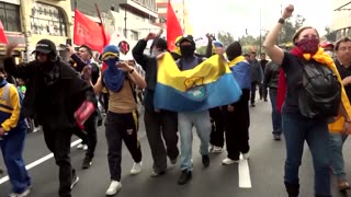 Ecuador president's car hit by rock-throwing crowd, five detained