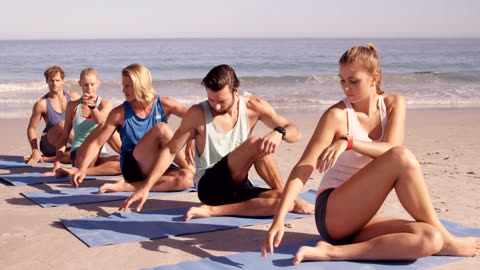 Yoga meditation on the beach