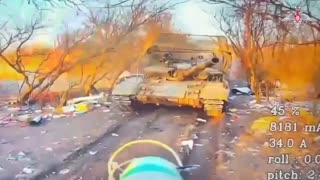 Enemy T-64BV Tank Ammunition Detonates After Fiber-Optic FPV Drone Strikes