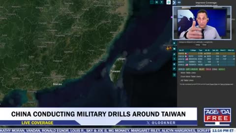 CLIPPED FROM LIVE COVERAGE OF CHINEESE MILITARY DRILL AROUND TIAWAN..