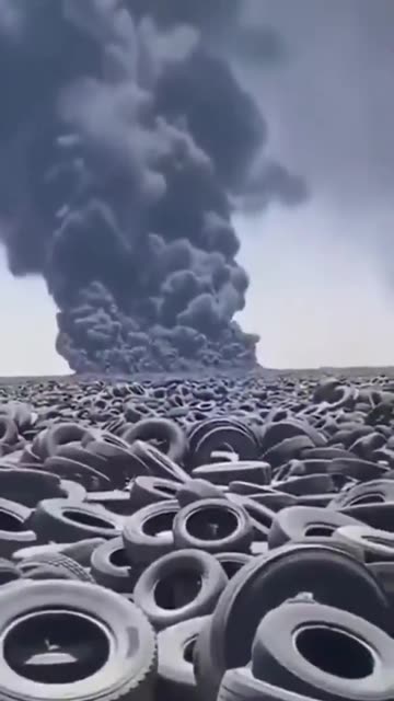 This is the biggest tire cemetery in the world, located in Kuwait.