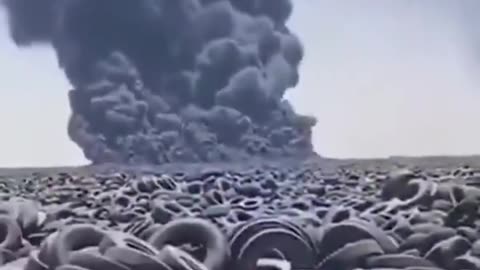 This is the biggest tire cemetery in the world, located in Kuwait.