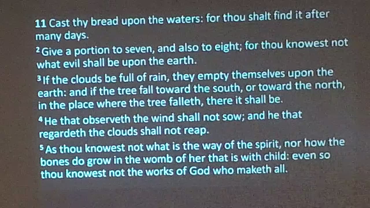 Wisdom for Living (Ecclesiastes 11) 2/16/25