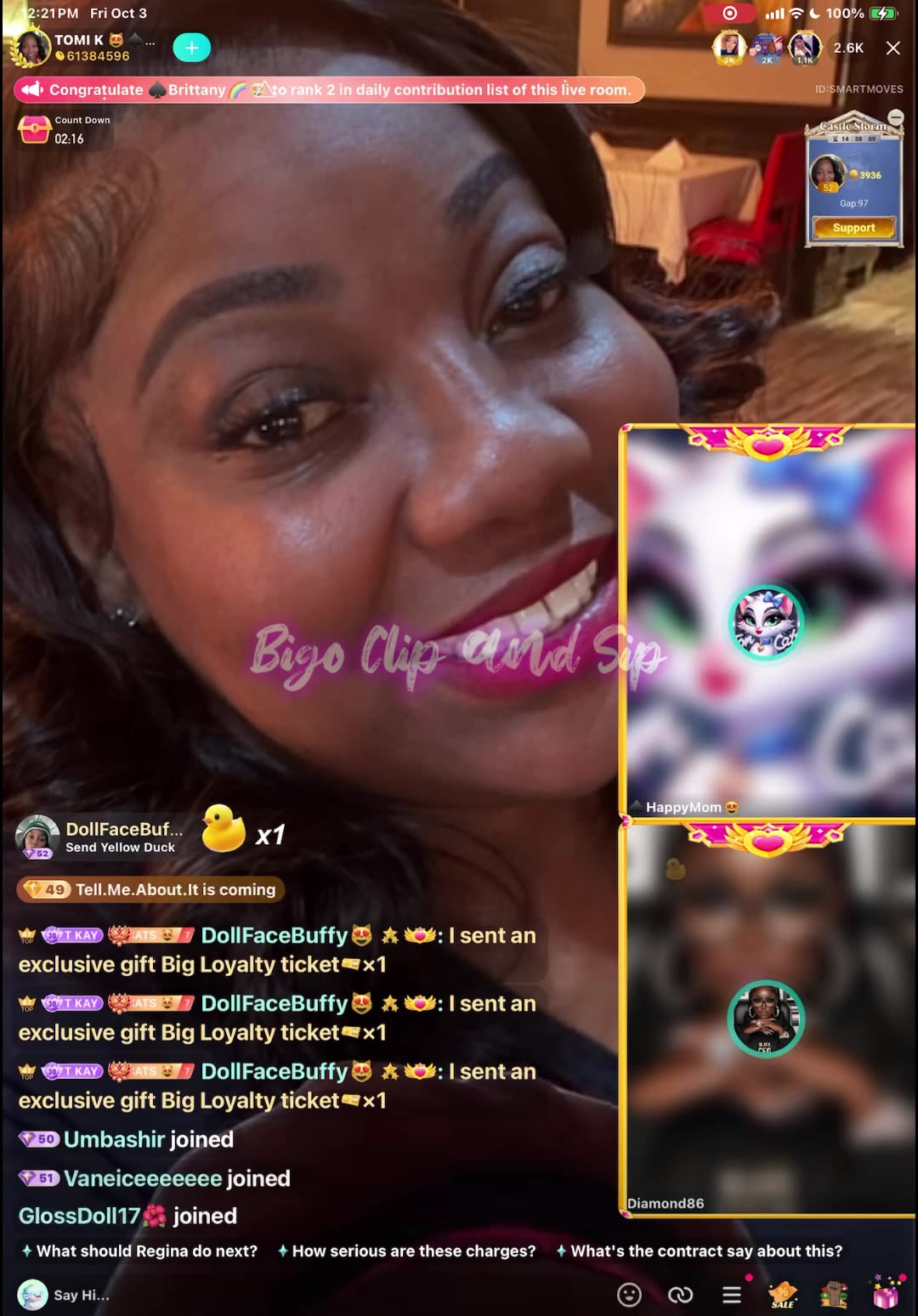 TomiKay listens/responds to EbbiMay n Nony reading public court documents 10/3/25 #bigoclipandsip