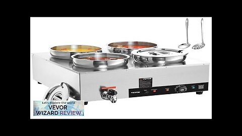 VEVOR Electric Soup Warmer Four 7.4QT Stainless Steel Round Pot 86~185°F Adjustable Review