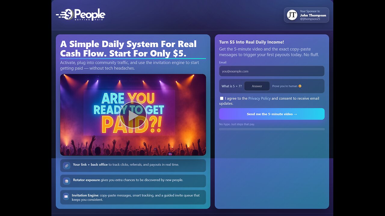$$ PEOPLE GETTING PAID $$ - A SIMPLE DAILY SYSTEM FOR REAL CASH FLOW. START FOR ONLY $5!