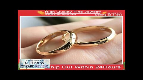 Non-Fading Fine 4mm Round 18K Golden Ring Women's Men's Simple Wedding Band Review