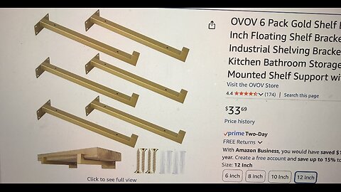DIY Floating Shelves Gold 12 inch Brackets Closet Organization 🙌❤️