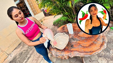 Red Fish Fried with Pineapple | Outdoor Village Cooking