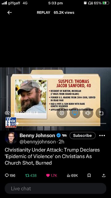 Benny Johnson :shooting in church USA 29/09/2025