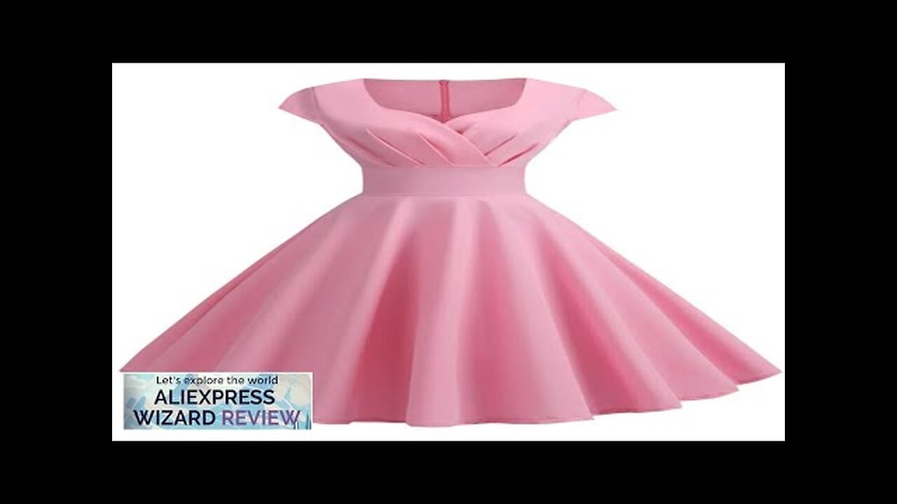 Pink Summer Dress Women V Neck Vintage Robe Elegant Retro pin Review