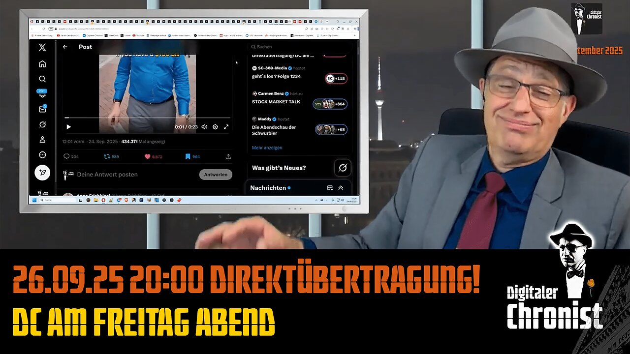 26.09.25 20:00 Direktübertragung! DC am Freitag Abend