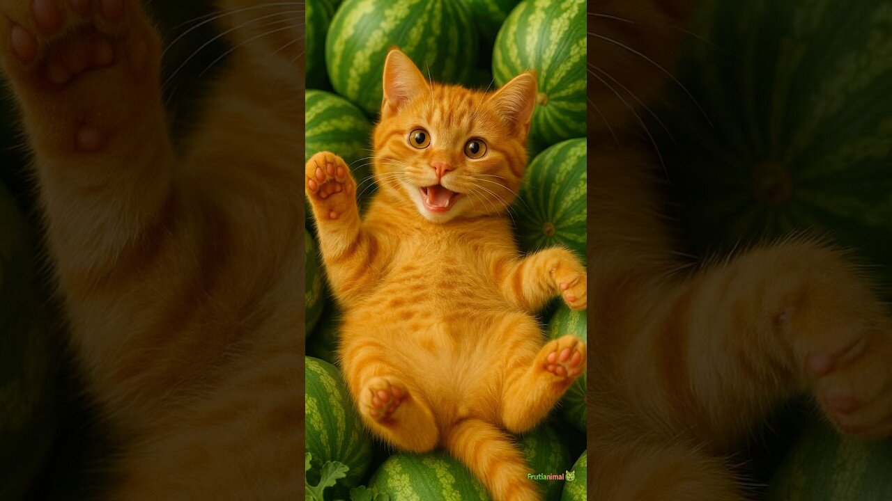 Kitten Eats Watermelon & BECOMES It!