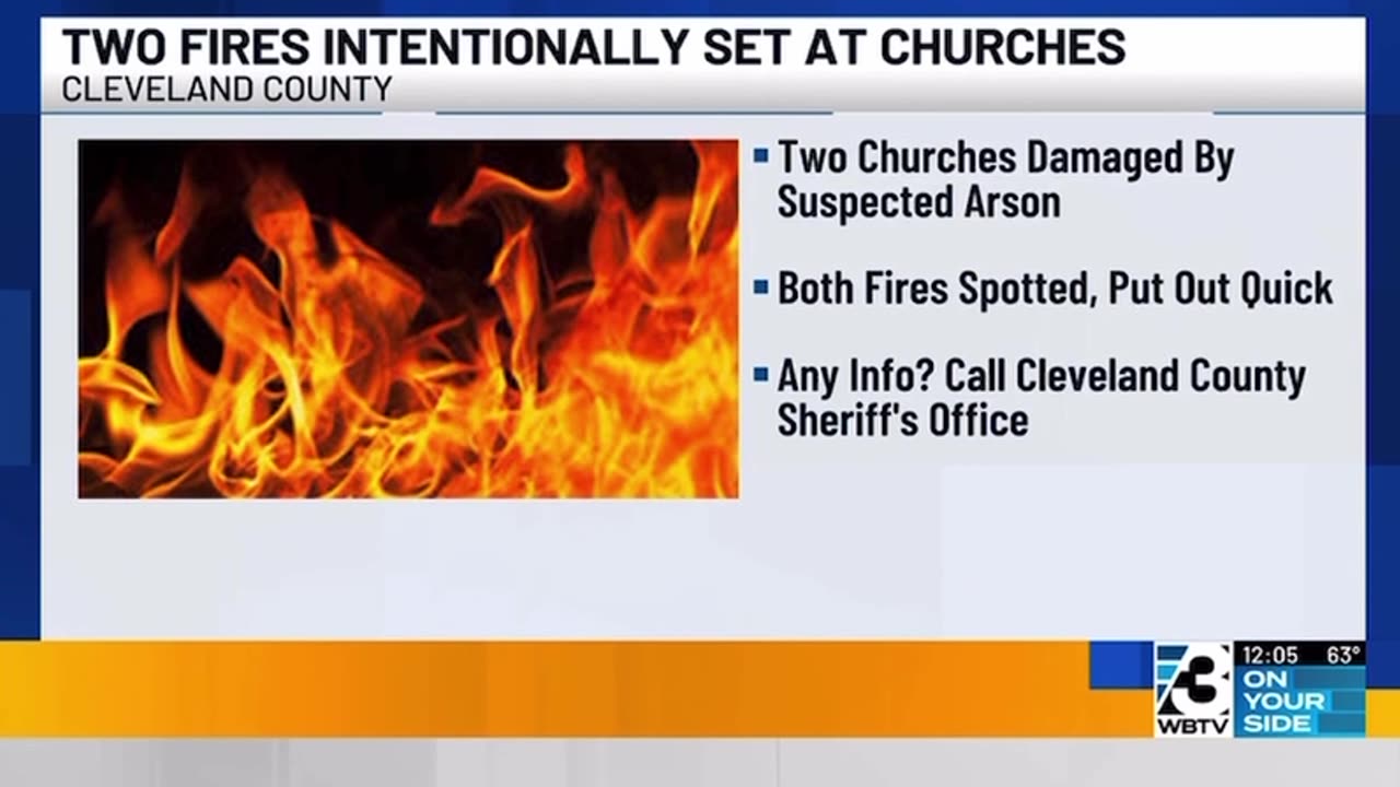 Two churches set on fire in North Carolina