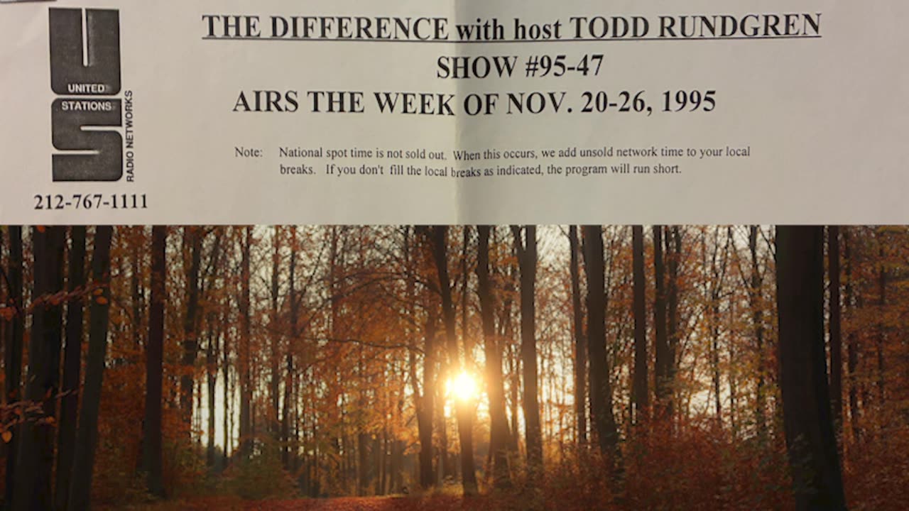 November 20-26, 1995 - 'The Difference with Todd Rundgren' (#95-47)