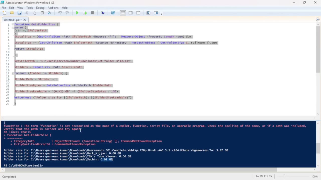 Calculate Folder Sizes Recursively with PowerShell