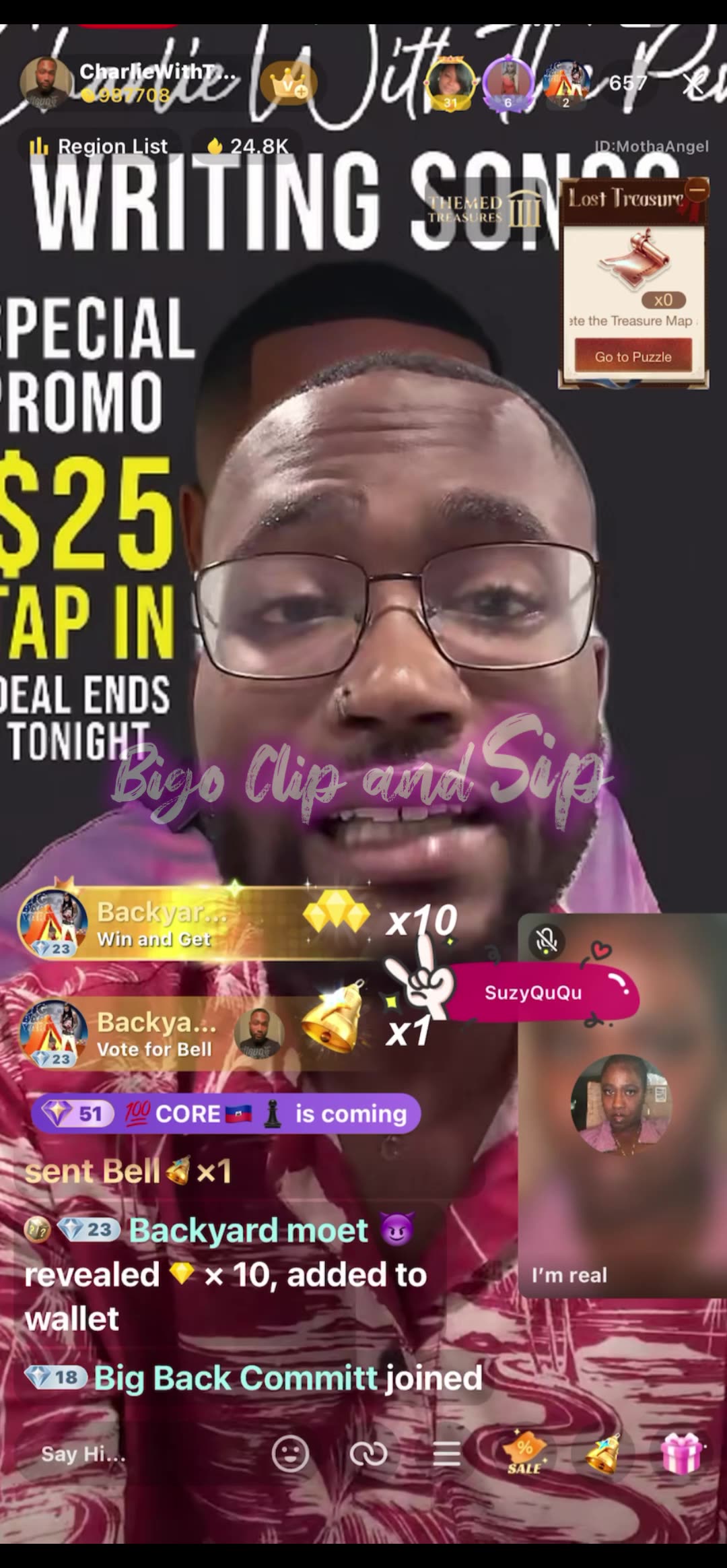 Charli reads Aces mom again while she was in his box 9/25/25 #bigoclipandsip